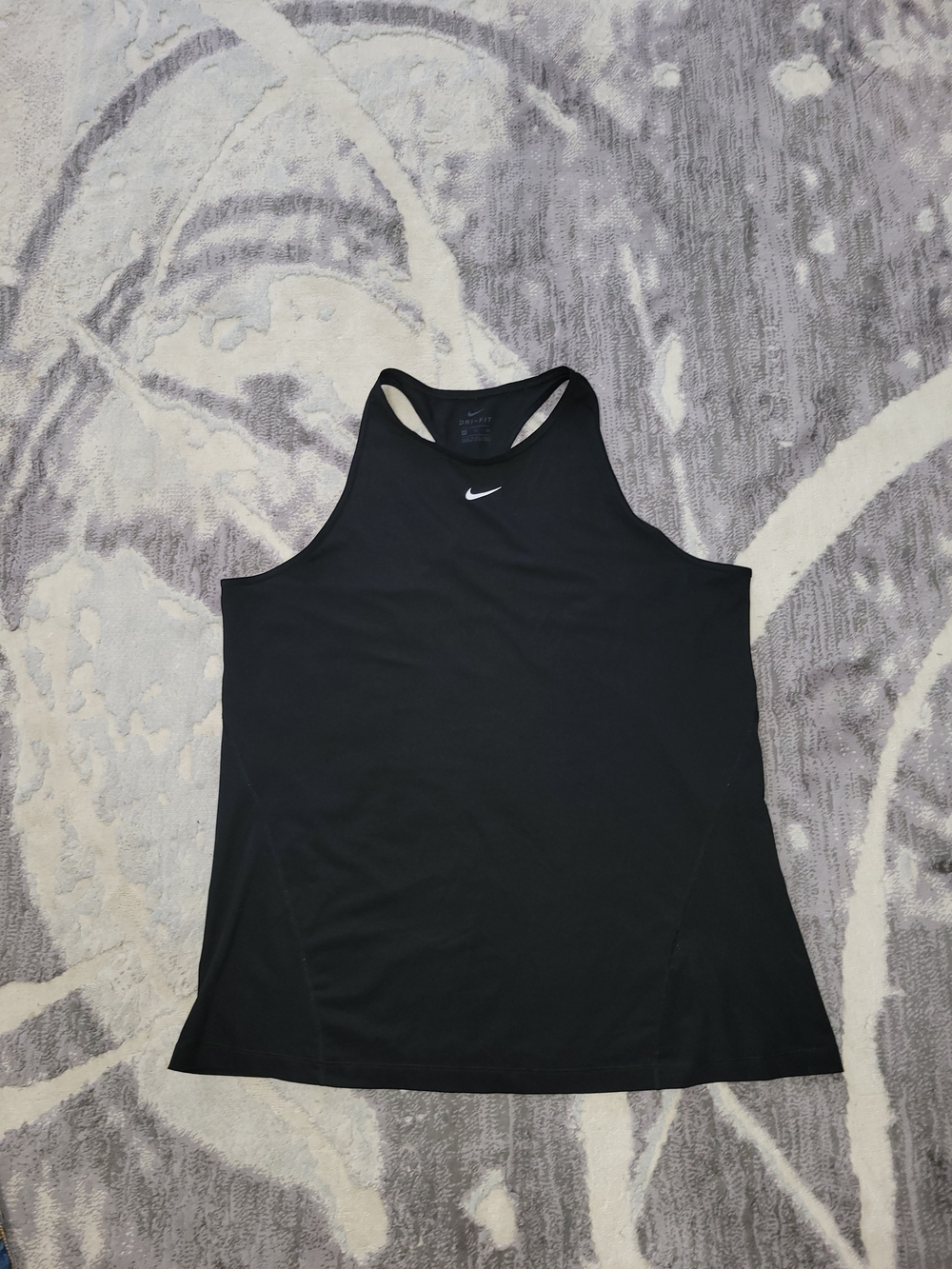 Nike Black Women's High-Neck Racerback Tank with White Swoosh
